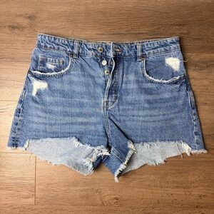 H&M Light Blue Distressed Denim Cutoff Shorts